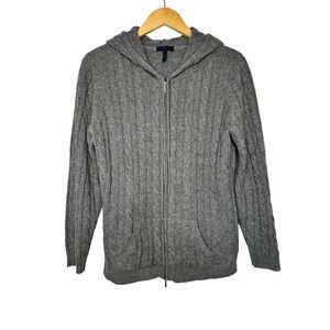 Enzo Mantovani Sweater Hoodie 100% Cashmere Cable Knit Zip Up Made in Italy